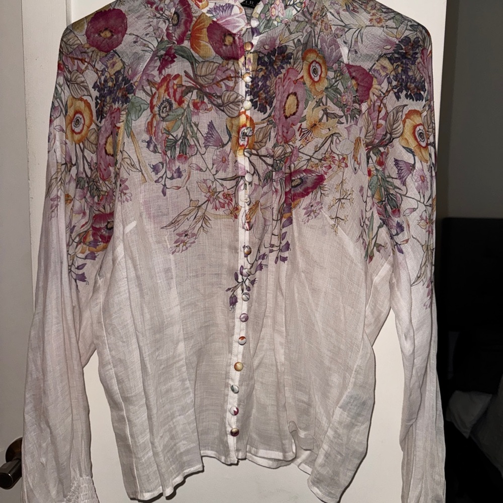 AKIRA Multicolor Floral Sheer Blouse